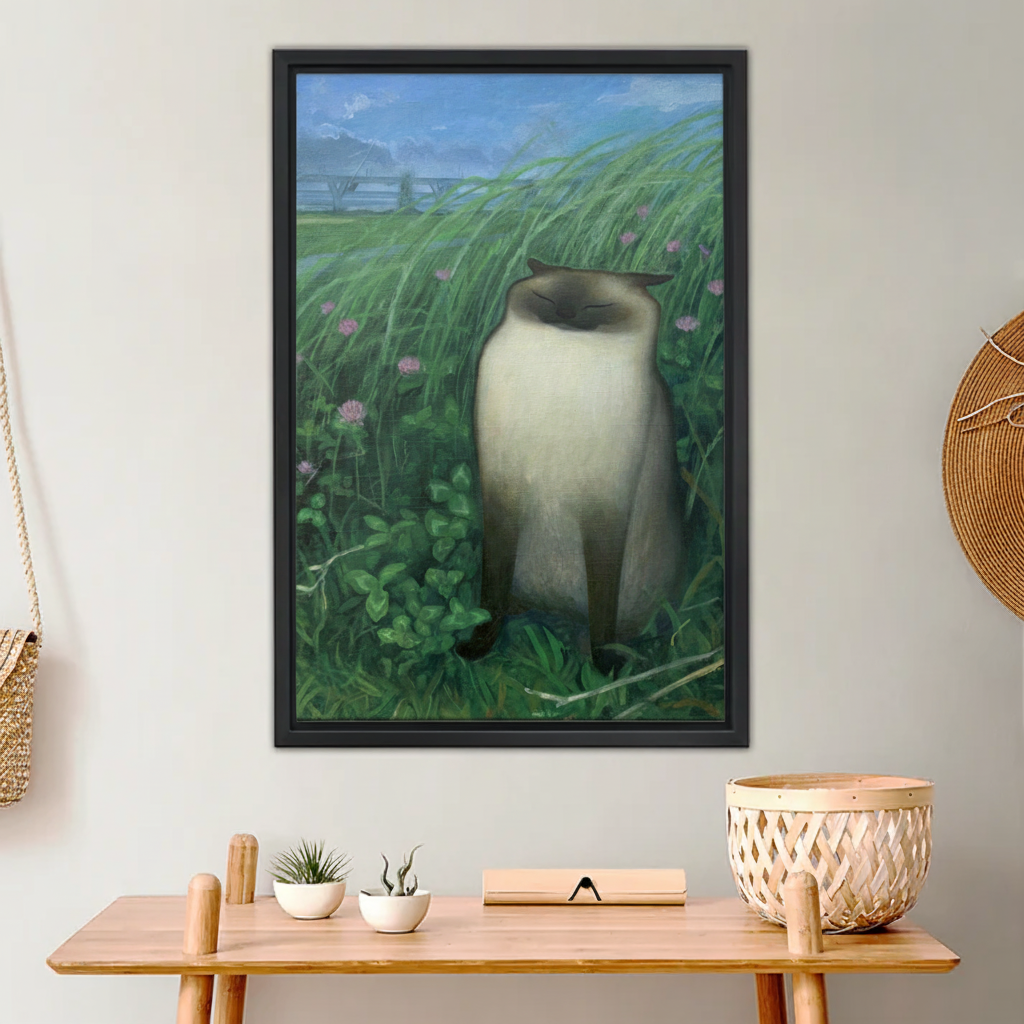 Cat in Wildflower Meadow Wall Art - Peaceful Nature Print|Liberty Signs #L908