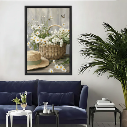 Daisy Basket Cottage Canvas Wall Art Print|Liberty Signs#L1785