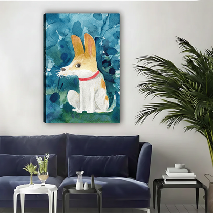 Watercolor Bunny Rabbit Framed Canvas Wall Art — Teal|Liberty Signs#L1822