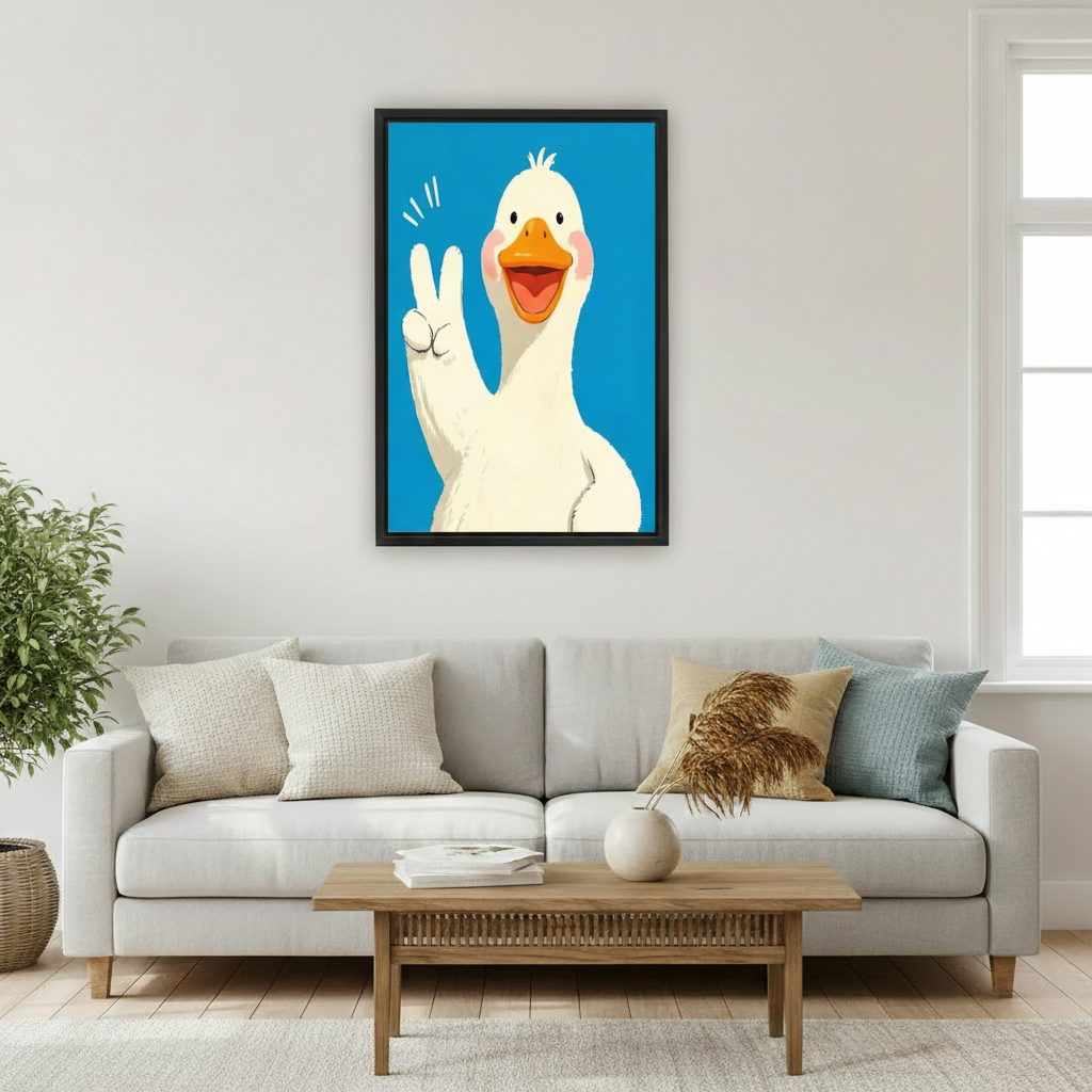 Funny Peace Duck Framed Wall Art Print l2101