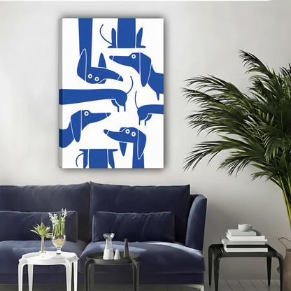 Blue Dachshund Canvas Wall Art | Modern Dog Print|Liberty Signs#L1782