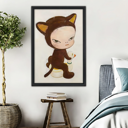 Cute Cat Character Wall Art Print - Whimsical Nursery Decor|Liberty Signs #L380