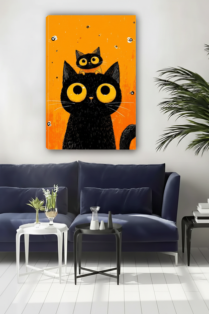 Black Cat Canvas Wall Art – Framed Funny Cat Print|Liberty Signs#L1794