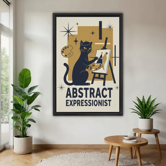 Funny Artist Cat Canvas Print - Vintage Art Studio Wall Decor| Liberty Signs #L281
