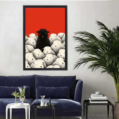 Black Sheep Stand Out Bold Red Canvas Print|Liberty Signs#L1811