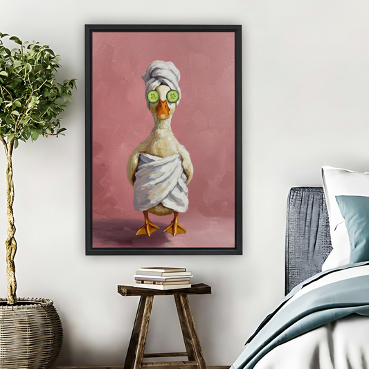 Spa Duck Cucumber Eyes Funny Framed Canvas Wall Art| Liberty Signs #L1640