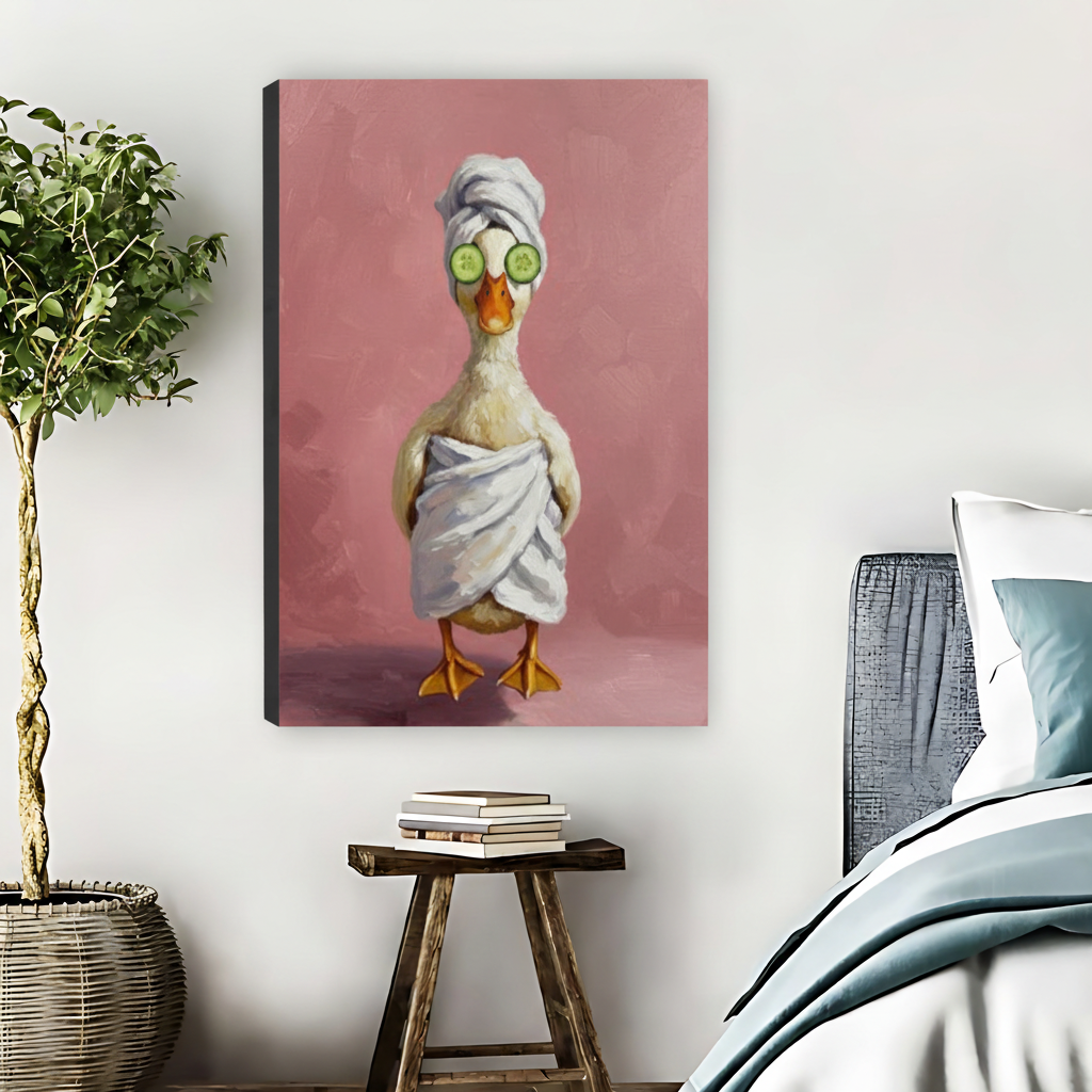 Spa Duck Cucumber Eyes Funny Framed Canvas Wall Art| Liberty Signs #L1640