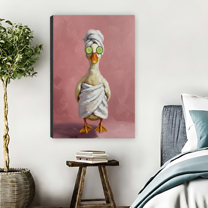 Spa Duck Cucumber Eyes Funny Framed Canvas Wall Art| Liberty Signs #L1640