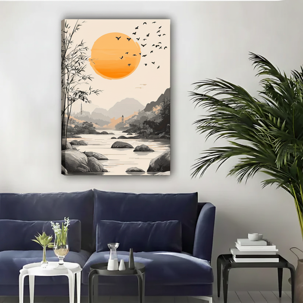 Japanese Zen Landscape Framed Canvas Wall Art Print|Liberty Signs#L1840