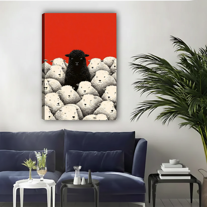 Black Sheep Stand Out Bold Red Canvas Print|Liberty Signs#L1811