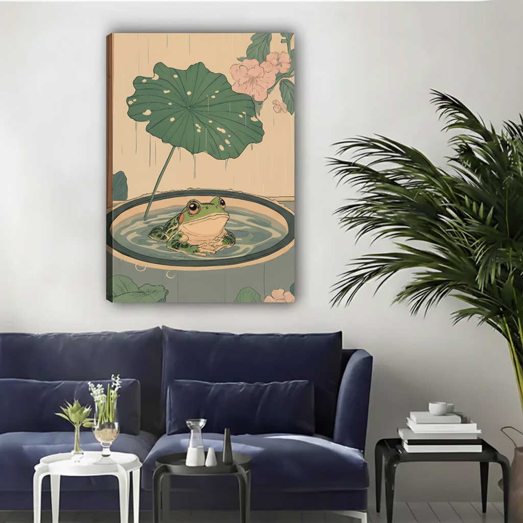 Cute Frog Lotus Leaf Japanese Style Wall Art|Liberty Signs#L1807