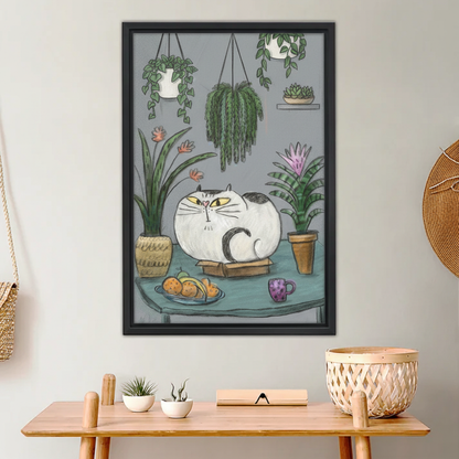 Cozy Cat with Hanging Plants Wall Art - Botanical Home Decor Print|Liberty Signs #L658