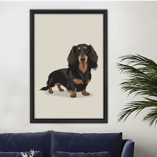 Long-Haired Dachshund Canvas Wall Art - Modern Dog Print| Liberty Signs #L285