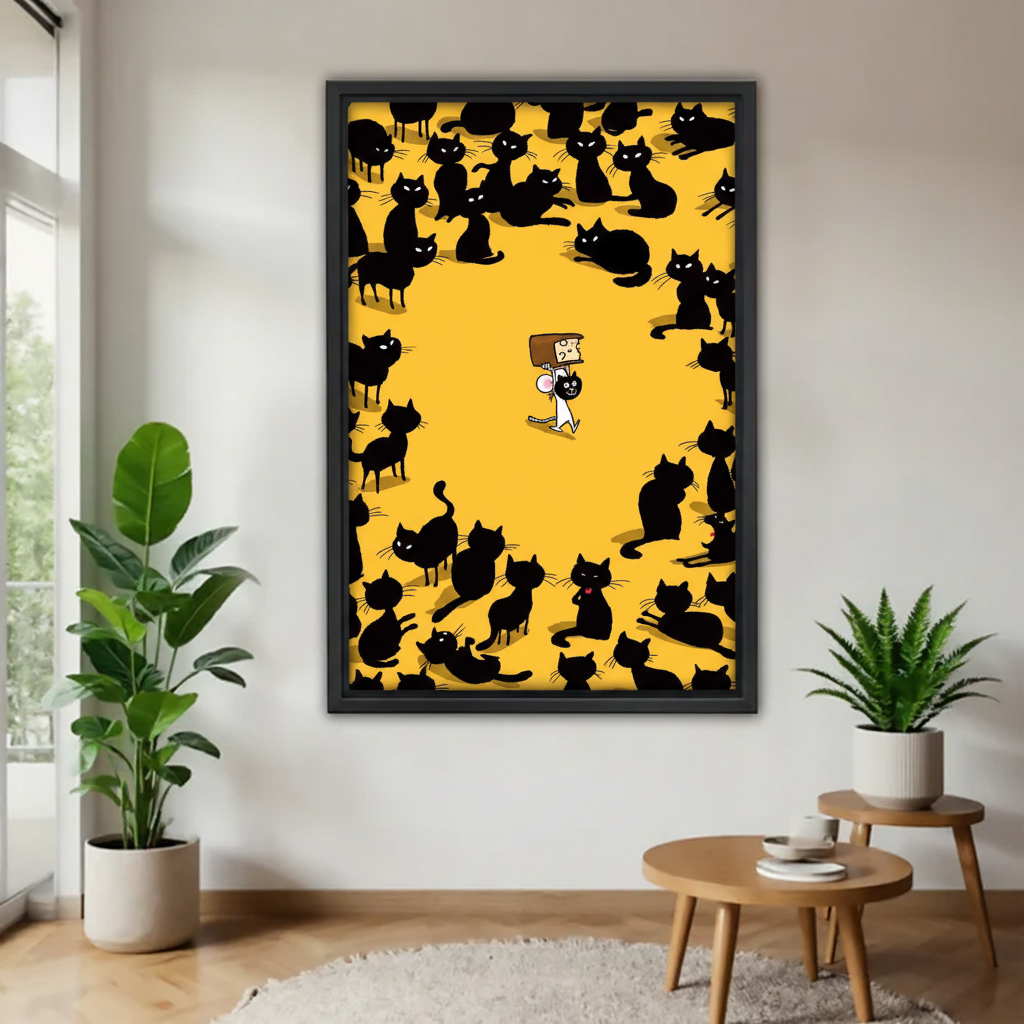 Surrounded by Cats Wall Art - Funny Black Cat Print for Cat Lovers|Liberty Signs #L669