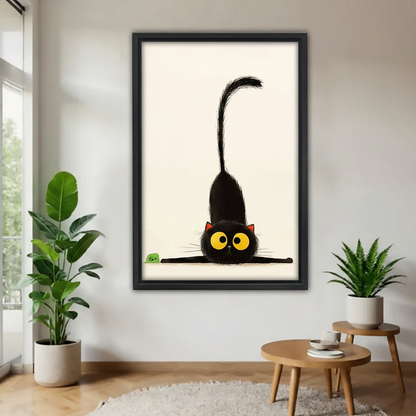 Upside Down Cat Wall Art - Playful Black Kitten Print | Modern Decor|Liberty Signs #L666