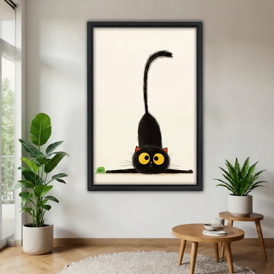 Upside Down Cat Wall Art - Playful Black Kitten Print | Modern Decor|Liberty Signs #L666