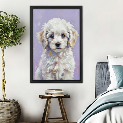 Adorable White Puppy Canvas Wall Art|Liberty Signs #L385