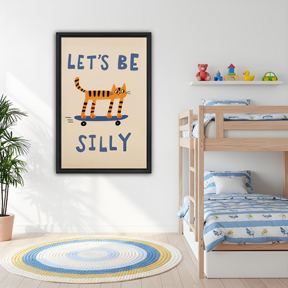 Whimsical Skateboarding Cat Canvas Wall Art | Framed & Unframed l5109