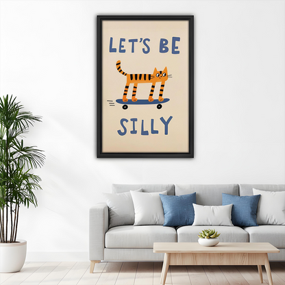 Whimsical Skateboarding Cat Canvas Wall Art | Framed & Unframed l5109