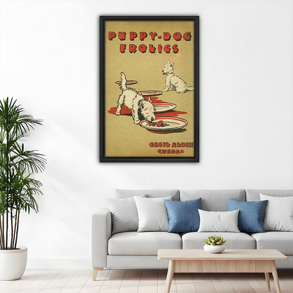 Vintage Puppy Dog Frolics Canvas Wall Art | Framed & Unframed l5110