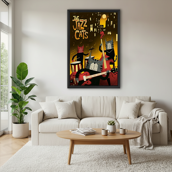 Retro Jazz Cats Canvas Wall Art | Framed & Unframed l5100