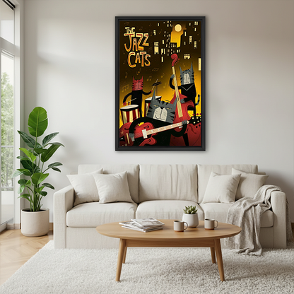 Retro Jazz Cats Canvas Wall Art | Framed & Unframed l5100