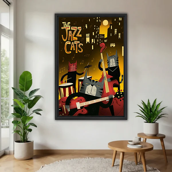 Retro Jazz Cats Canvas Wall Art | Framed & Unframed l5100