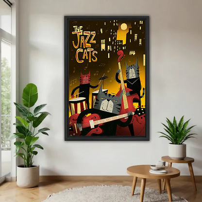 Retro Jazz Cats Canvas Wall Art | Framed & Unframed l5100