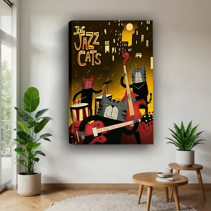Retro Jazz Cats Canvas Wall Art | Framed & Unframed l5100