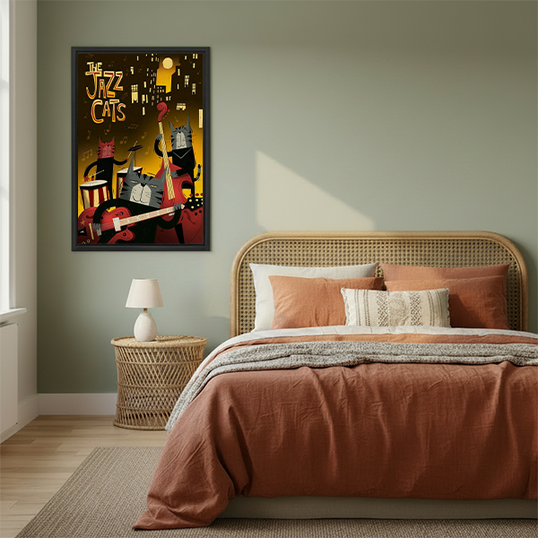 Retro Jazz Cats Canvas Wall Art | Framed & Unframed l5100