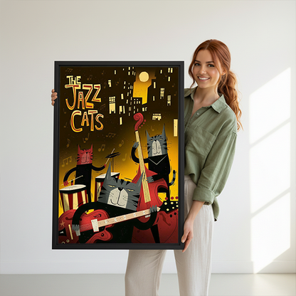Retro Jazz Cats Canvas Wall Art | Framed & Unframed l5100