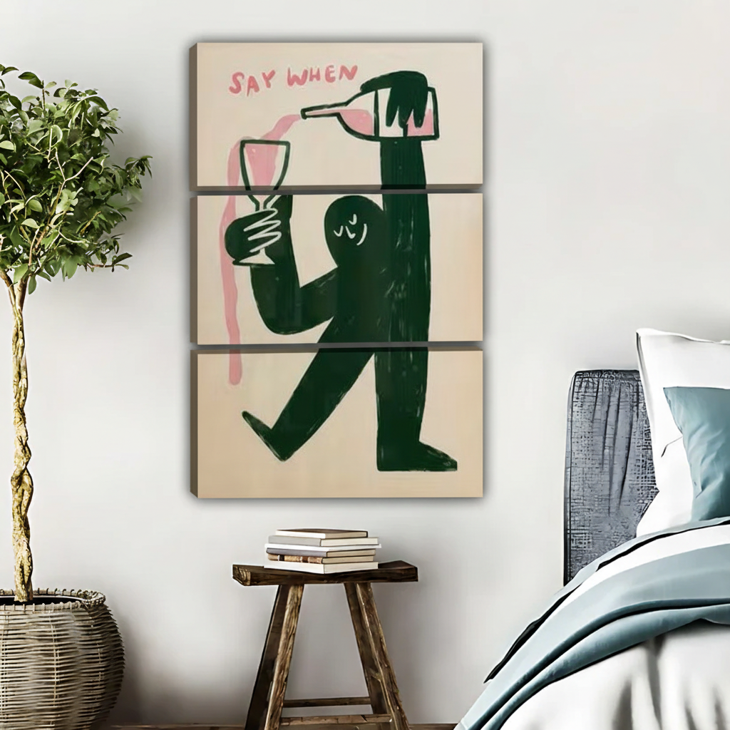 SAY WHEN极简艺术画三联画场景图-重新生成