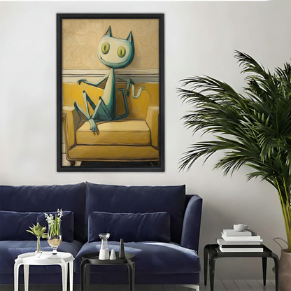 Sofa Cat - Framed Canvas Living Room