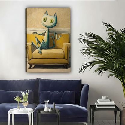 Sofa Cat - Frameless Canvas Living Room