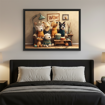 Whimsical Dog Group Canvas Wall Art | Framed & Unframed l5096